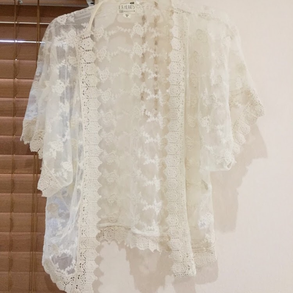 off white mesh short sleeve cover up